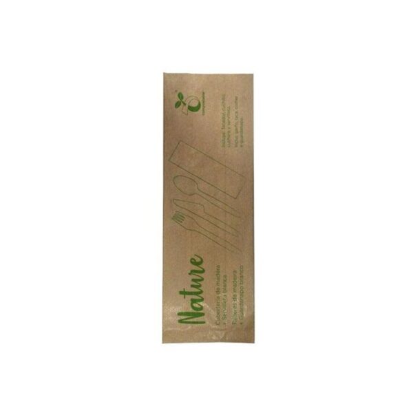 set de cubiertos ecológicos de madera + servilleta
