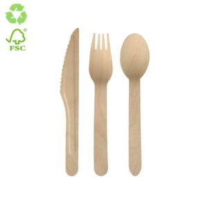 set de cubiertos ecológicos de madera + servilleta