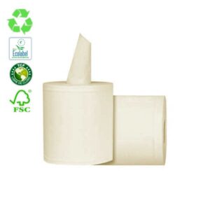 Bobinas de Papel de Manos Papel Reciclado Natural 2 Capas 140m 6 Rollos