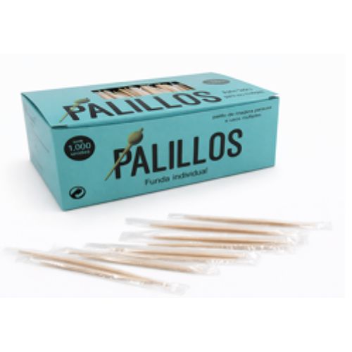 Palillos Redondos 65mm Funda Cellofan. 50000 Unidades